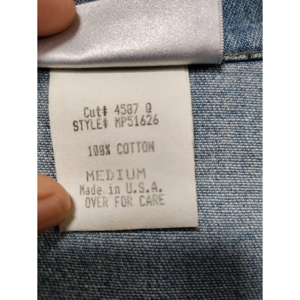 Vintage 80's Saint Germain Long Sleeve Notch Lapel Button Up Blue Denim Jacket M - Picture 13 of 16